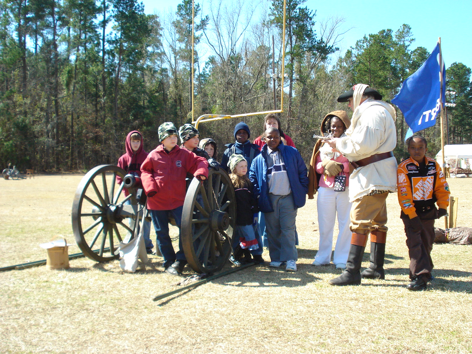 Encampment Cannon Drill with students and George