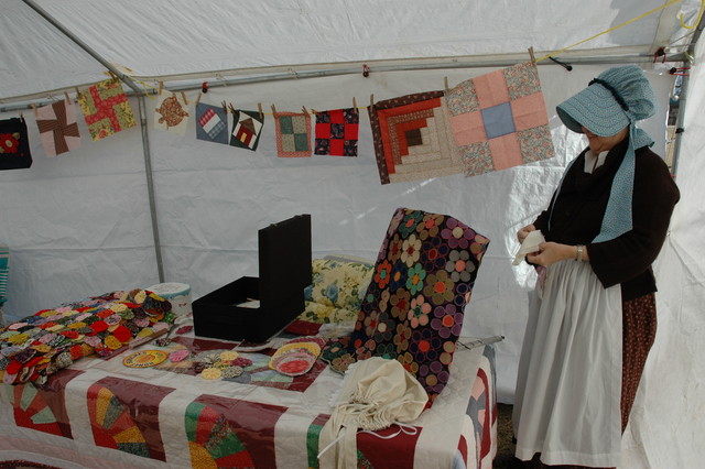Quilt lady awaits the student sewers